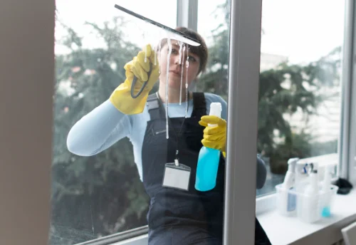 Nettoyage de vitres intérieures et extérieures aux Champs-Géraux